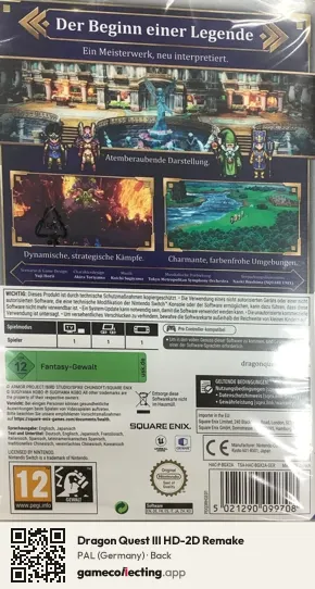 Dragon Quest III HD-2D Remake Nintendo Switch, Germany box back