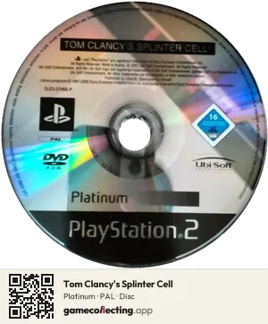 Tom Clancy's Splinter Cell PlayStation 2, PAL disc