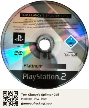 Tom Clancy's Splinter Cell PlayStation 2, PAL disc