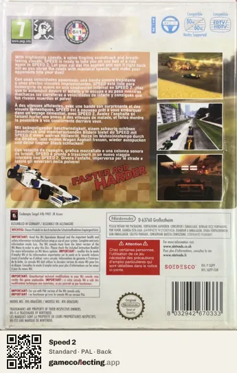 Speed 2 Nintendo Wii, PAL box back