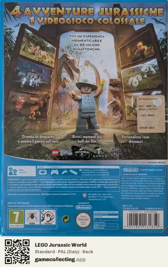 LEGO Jurassic World Nintendo Wii U, Italy box back