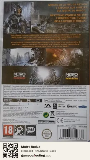 Metro Redux Nintendo Switch, Italy box back