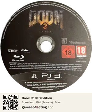Doom 3: BFG Edition PlayStation 3, PAL disc