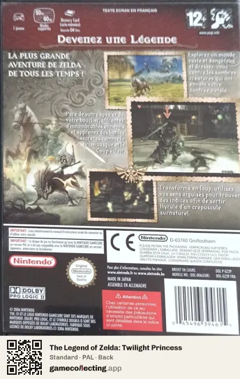 The Legend of Zelda: Twilight Princess Nintendo GameCube, PAL box back