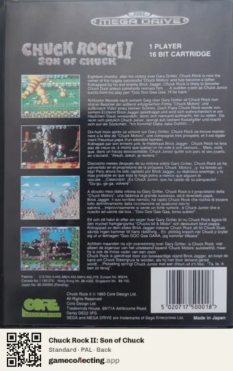 Chuck Rock II: Son of Chuck Sega Mega Drive / Genesis, PAL box back