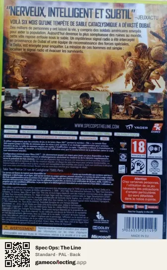 Spec Ops: The Line Xbox 360, PAL box back