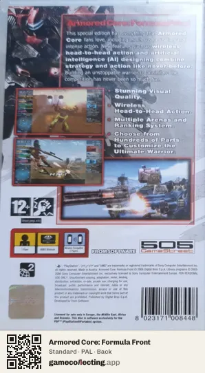 Armored Core: Formula Front PlayStation Portable, PAL box back