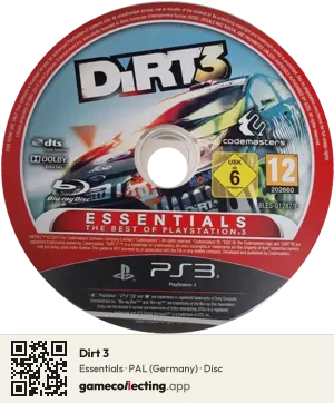 Dirt 3 PlayStation 3, PAL disc