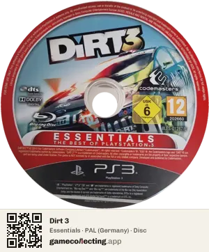 Dirt 3 PlayStation 3, PAL disc