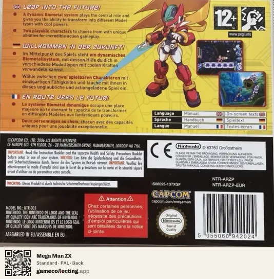 Mega Man ZX Nintendo DS, PAL box back