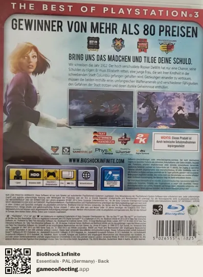 BioShock Infinite PlayStation 3, Germany box back
