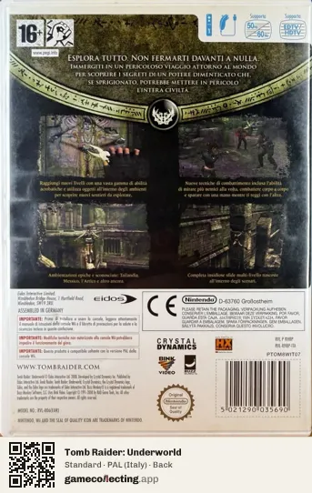 Tomb Raider: Underworld Nintendo Wii, Italy box back
