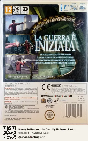 Harry Potter and the Deathly Hallows: Part 1 Nintendo Wii, Italy box back