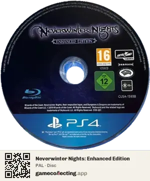 Neverwinter Nights: Enhanced Edition PlayStation 4, PAL disc