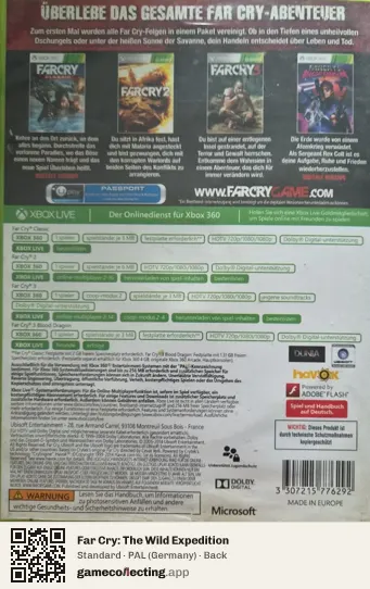 Far Cry: The Wild Expedition Xbox 360, Germany box back