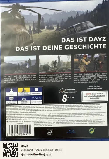 DayZ PlayStation 4, Germany box back