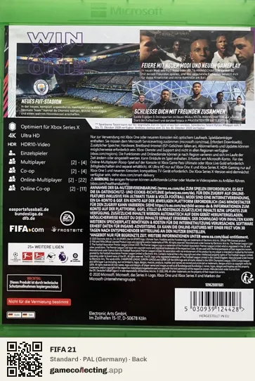 FIFA 21 Xbox One, Germany box back