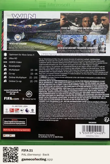 FIFA 21 Xbox One, Germany box back