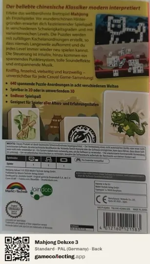 Mahjong Deluxe 3 Nintendo Switch, Germany box back