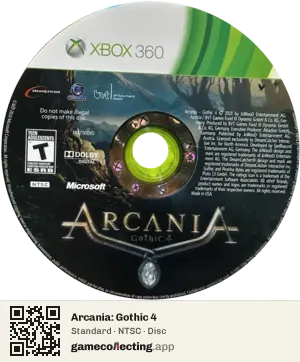 Arcania: Gothic 4 Xbox 360, NTSC disc