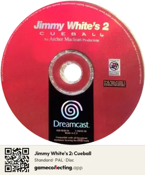 Jimmy White's 2: Cueball Sega Dreamcast, PAL disc