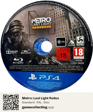 Metro: Last Light Redux PlayStation 4, PAL disc