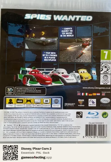Disney/Pixar Cars 2 PlayStation 3, PAL box back