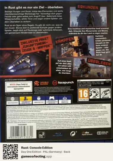 Rust: Console Edition PlayStation 4, Germany box back