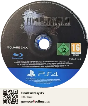 Final Fantasy XV PlayStation 4, PAL disc