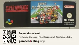 Super Mario Kart Super Nintendo Entertainment System, PAL cartridge label