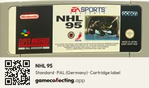 NHL 95 Super Nintendo Entertainment System, PAL cartridge label