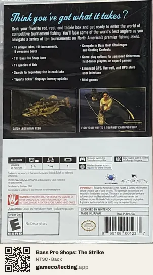 Bass Pro Shops: The Strike Nintendo Switch, NTSC box back