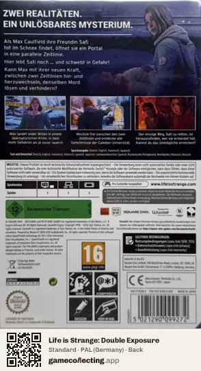 Life is Strange: Double Exposure Nintendo Switch, Germany box back