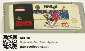 NHL 96 Super Nintendo Entertainment System, PAL cartridge label