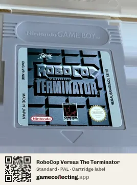 RoboCop Versus The Terminator Game Boy, PAL cartridge label