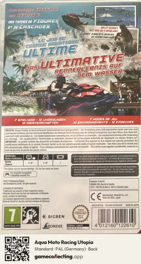 Aqua Moto Racing Utopia Nintendo Switch, Germany box back