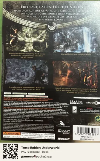 Tomb Raider: Underworld Xbox 360, Germany box back