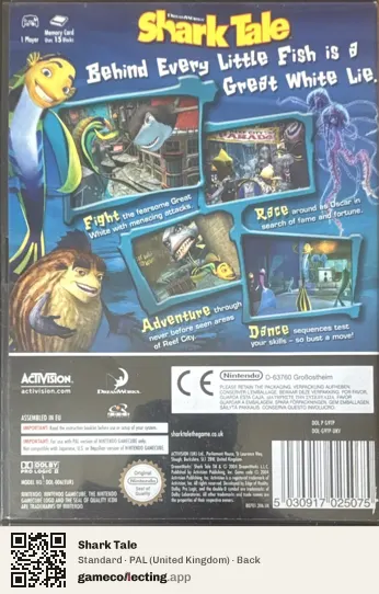 Shark Tale Nintendo GameCube, United Kingdom box back