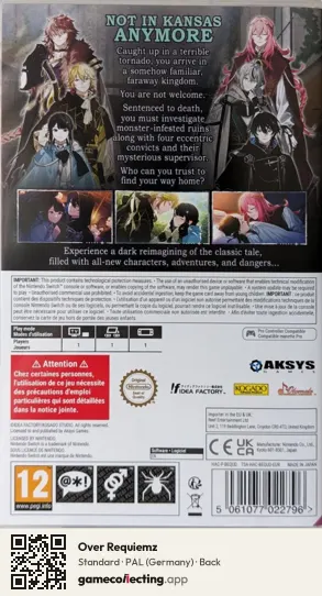 Over Requiemz Nintendo Switch, Germany box back