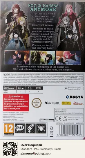 Over Requiemz Nintendo Switch, Germany box back