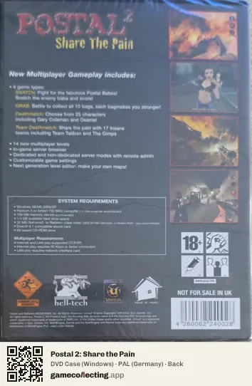 Postal 2: Share the Pain Computer, Germany box back