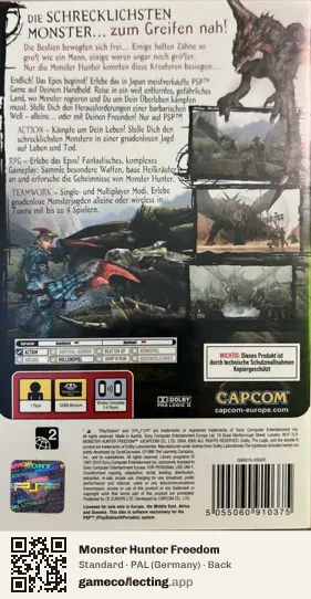 Monster Hunter Freedom PlayStation Portable, Germany box back