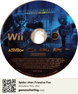 Spider-Man: Friend or Foe Nintendo Wii, PAL disc
