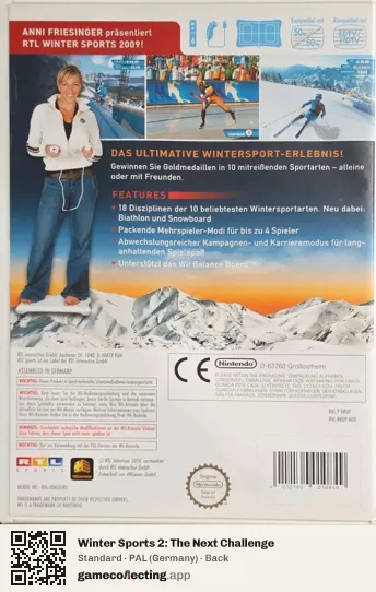 Winter Sports 2: The Next Challenge Nintendo Wii, Germany box back