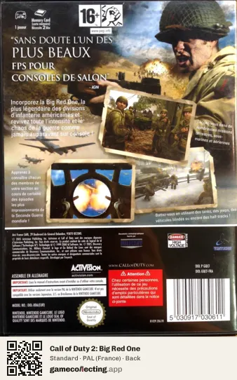 Call of Duty 2: Big Red One Nintendo GameCube, France box back