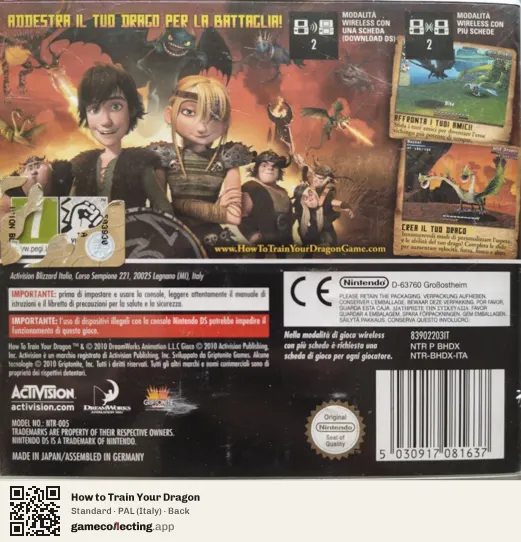 How to Train Your Dragon Nintendo DS, Italy box back
