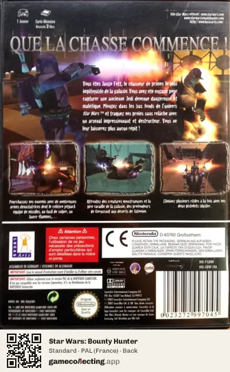 Star Wars: Bounty Hunter Nintendo GameCube, France box back