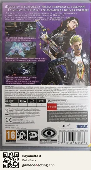 Bayonetta 3 Nintendo Switch, PAL box back