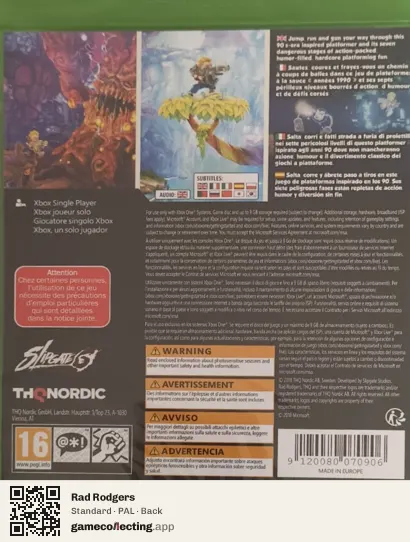 Rad Rodgers Xbox One, PAL box back