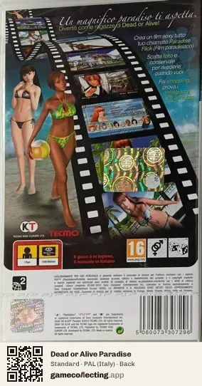 Dead or Alive Paradise PlayStation Portable, Italy box back